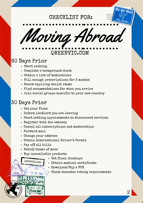 moving abroad checklist pdf.